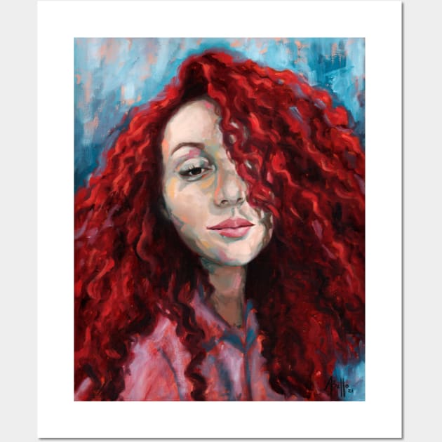 Red hair mermaid girl Wall Art by ABelloArt